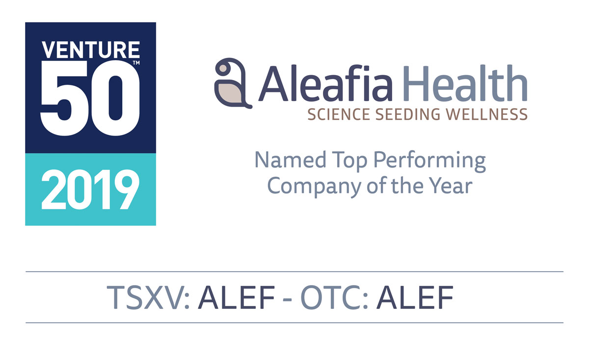 Aleafia Health Named Top Performing Company of the Year for TSX Venture 50